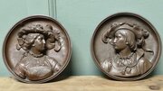 2 19th Century Round CopperPlaques By Gustav Grohe