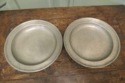 2 Very Large Thomas Alderson Pewter Chargers
