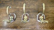 3 French Artisan Made Brass Coat Hooks