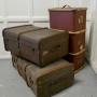 3, Vintage Canvas Travel Trunks, Job Lot