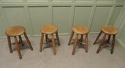 4 Chunky Victorian Elm Farmhouse Kitchen Stools