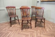 5 Victorian Slat Back Farmhouse Kitchen Chairs