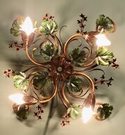 A French Toleware Bistro Ceiling Light, Decorated 