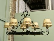 A Large French Wrought Iron Country Ceiling Light 