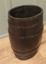 A Large Oak and Brass Barrel Stick Stand