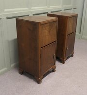 A Pair Of Figured Walnut Art Deco Bedside Cabinets