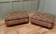 A Pair Of Large Leather Carpet Stools Or  Pouffes 