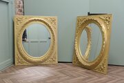 A Pair Of Matching Panel Mirrors, 2 Oval Gold Leaf Mirrors