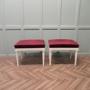 A Pair of Red Velvet Library or Window Stools 
