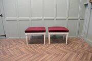 A Pair Of Red Velvet Library Or Window Stools 