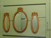 A Trio Of Oval Satin Walnut Wall  Mirrors