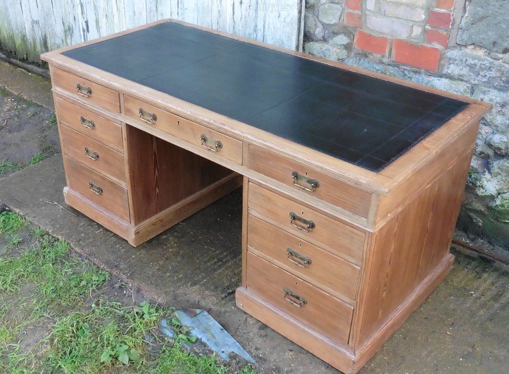 A Very Large Victorian Pitch Pine Desk, By Heals Antiques Atlas