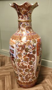 A Very Tall Oriental Ceramic Satsuma Vase 