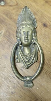 A Victorian Brass Caryatid Door Knocker