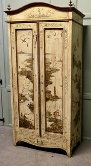 Antique Painted Chinoiserie Lacquer Cupboard  