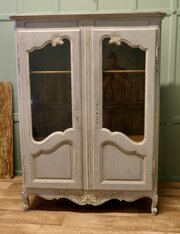 Antique Rococo Shabby Painted Double Door Vitrine
