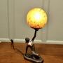 Art Deco Female Bronze Sculpture Globe Lamp   