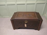 Art Deco Oriental Carved Dark Camphor Wood Chest