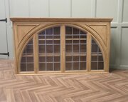 Arts & Crafts Leaded Glass Arched Pine Cupboard 