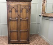 Arts And Crafts Hall Wardrobe In Oak