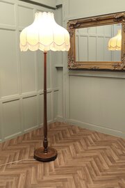 Beech Standard Or Floor Lamp With Attractive Linen