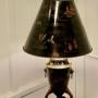 A Very Large Black  Gold and Red Chinoiserie Toleware Table Lamp