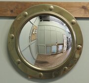 Brass Framed Convex Wall Mirror 