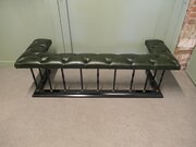 Brass & Iron Club Fender,  Buttoned Leather Bench