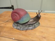 Bronze & Marble Table Lamp In The Shape Of A Snail