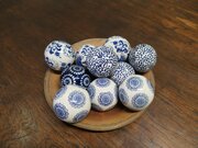 Collection Of Ten Blue And White Ceramic Balls
