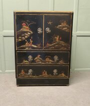Early 20th CenBlack Chinoiserie Lacquer Cupboard
