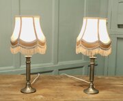 Elegant Art Deco Brass Column Bedside Lamps
