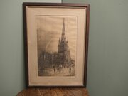 Engraving By Artist Charles Bird Of St Mary Redcliffe Church