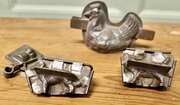 Four Early Chocolate Molds, Chicken, Dog, Cat Etc.