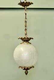 French Art Deco Glass Globe Hanging Pendant Light