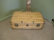 French Art Deco Velum Leather Valise, Cabin Trunk,