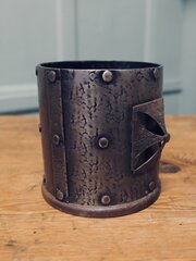  French Arts And Crafts Pewter Bottle Carrier,  