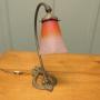 French Brass Bacchus Table Lamp with Opaline Glass