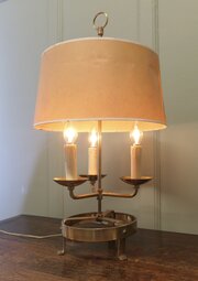 French Brass Table Lamp Or Bouillotte Triple Desk