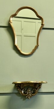 French Gilt Console Mirror With Matching Shelf