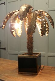 French Palm Tree Tole Ware Lamp From Maison Jansen
