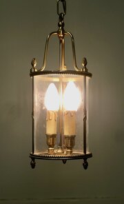 French Round Brass And Glass Lantern