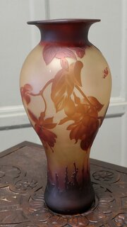 French Vintage Design,  Signed Cameo Glass Vase  