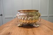 Gothic Brass Jardiniere With Lions Mask Handles