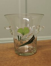 Hand Blown And Enamelled  Crystal Ice Bucket