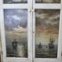 Hand Painted Cupboard  4 Oil Seascape Paintings