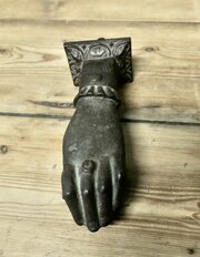 Heavy Iron Door Knocker, Hand Knocking On The Door