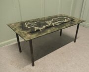 Italian Modernist Eglomisé Glass Top Coffee Table.