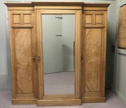 Large Ash Arts & Crafts Triple Breakront Wardrobe