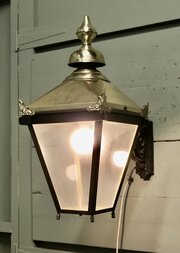 Large Brass Wall Hung Lantern  